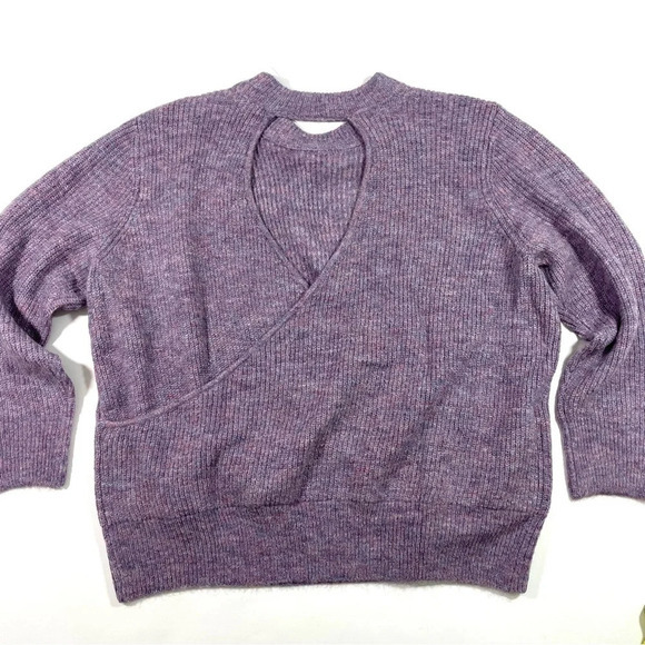 New Design History Criss Cross Open Back Sweater Purple - Picture 2 of 6